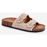 Boto Women's Fabric Slippers On Cork Platform With Buckles Gold Osoffe | shoptok.hr