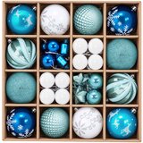  Set božićnih kuglica 88 kom. Tirkizna, tamnoplava i bijela | shoptok.hr
