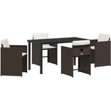 vidaXL 5-dijelni vrtni blagovaonski set s jastucima smeđi poli ratan | shoptok.hr