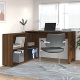 Maison Chic Kotna Pisalna miza - pisarniška miza - Računalniška miza rjavi hrast inženirski les, (21785263) | Shoptok.si