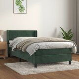vidaXL Box spring postelja z vzmetnico temno zelena 100x200 cm žamet | Shoptok.si