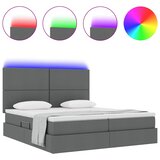  Krevet s LED trakama s pohranom Tamno siva 200 x 200 cm tkanina | shoptok.hr