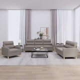  3-dijelni set sofa s jastucima smeđesivi od tkanine Cijene