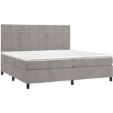  Box spring postelja z vzmetnico svetlo siva 200x200 cm žamet, (20788874) | Shoptok.si