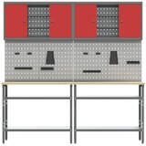  Set radnog stola 8 kom. Crvena i siva Čelik s prahom premazan | shoptok.hr