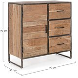 BIZZOTTO Komoda iz masivne akacije v naravni barvi 90x90x40 cm Elmer – | Shoptok.si