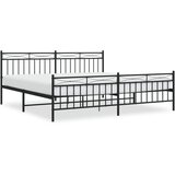  The Living Store Kovinski posteljni okvir z vzglavjem in vznožjem črn 193x203 cm - Posteljni Okvir, (21501177) | Shoptok.si