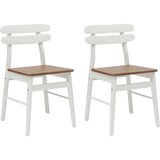 Stolac za blagovanje 2 pcs Bjela i prirodna Čvrsto drvo od gume | shoptok.hr