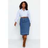 Trendyol Curve Blue Color Block Denim Skirt | shoptok.hr