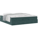 vidaXL Otomanski posteljni okvir z vzmetnico temno zelena 180x200cm | Shoptok.si