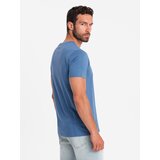 Ombre Men's cotton T-shirt with fine embroidery - dark blue | Eponuda.ba