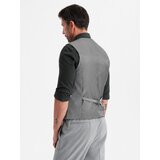 Ombre Elegant men's SLIM FIT herringbone vest - grey | ePonuda.com