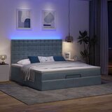  Otomanski posteljni okvir z vzmetnicami siv 180x200cm žamet | Shoptok.si