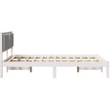  Krevetni okvir s tapiciranim uzglavljem Svijetlo siva Bijela 140 x 190 cm | shoptok.hr