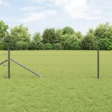 vidaXL Heksagonalna ograja Siva 0.8x50 m Jeklena, Ograjni stebri s konico 13 kos Ø32 mm 100 cm Galvanizirano jeklo | Shoptok.si