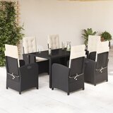 vidaXL 7-dijelni vrtni blagovaonski set s jastucima crni od poliratana | shoptok.hr