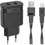  Punjač zidni RivaPower VA4125 BD2 Black 3,4A / 2xUSB + kabel MFi Lightning 1.2m | shoptok.hr