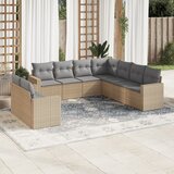 vidaXL 9-dijelni set vrtnih sofa s jastucima bež od poliratana Cijene