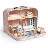 Ginger Home dečija drvena kućica sa koferom, prenosiva mini kuc?ica za lutke sa nameštajem i dodacima, roze ( W06A651 ) | Eponuda.com