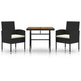  3-dijelni vanjski blagovaonski set od poliratana crni | shoptok.hr