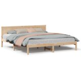 vidaXL Okvir postelje iz borovega lesa Naravni les Trden bor 200 x 200 cm | Shoptok.si