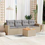 Maison Chic Seti vrtnega pohištva - Vrtna garnitura - Vrtni pohištvo set 5-delna z blazinami bež poli ratan, (21816937) | Shoptok.si
