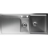 Klarstein TitanSteel, kuhinjski sudoper 1.5, s glavnim i bočnim sudoperom, ocjedni dio, 100 x 45 cm (DxŠ), nehrđajući čelik, površina otporna na ogrebotine, otporna na toplinu | shoptok.hr
