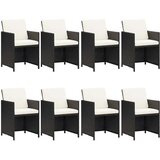  9-dijelni vrtni blagovaonski set s jastucima crni od poliratana Crna 219 cm table length | shoptok.hr