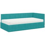 vidaXL Kotna postelja z vzmetnico Turkizna 100 x 200 cm Žamet | Shoptok.si