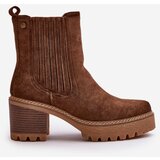 Boto Women's Heeled Boots Made Of Eco Suede Insulated Dark Brown Nevitas | Shoptok.si