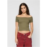 Urban Classics Women's T-shirt Off Shoulder Rib Tee 2-Pack white+olive | Shoptok.si
