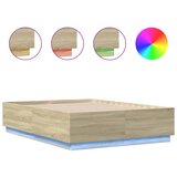 vidaXL Posteljni okvir z LED lučkami sonoma hrast 120x190 cm inž. les, (21094989) Cene