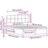 vidaXL Krevetni okvir s tapiciranim uzglavljem Tamno siva 135 x 190 cm | shoptok.hr