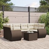 vidaXL 7-dijelni set vrtnih sofa od poliratana s jastucima smeđi | shoptok.hr