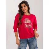Fashion Hunters Red women's blouse with print and appliqué