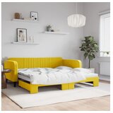 vidaXL Izvlečna dnevna postelja rumena 100x200 cm žamet Cene