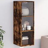vidaXL Stenska omarica s steklenimi vrati dimljen hrast 35x37x100 cm | Shoptok.si