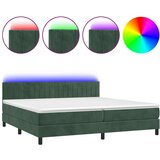  Box spring postelja z vzmetnico LED tem. zelena 200x200cm žamet | Shoptok.si