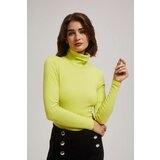 Marisse Lime Green Ribbed Turtleneck Blouse | Shoptok.si