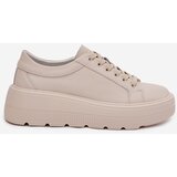 EVENTO Leather Sneakers on a Thick Platform Beige Sylvessa | shoptok.hr