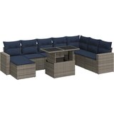  9-dijelni set vrtnih sofa poliratan i bagrem s jastucima sivi | shoptok.hr