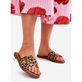 Boto Womens Flat Heeled Sandals With Cutouts Leopard Print Brown Teterre | shoptok.hr