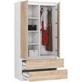 AKORD Garderobna Omara, 2 Vrata In 2 Predala, Bela/Hrast Sonoma, (5000331705) | Shoptok.si