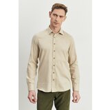 ALTINYILDIZ CLASSICS Men's Beige Slim Fit Slim Fit Buttoned Collar Flannel Lumberjack Winter Shirt Cene
