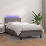  Box spring postelja z vzmetnico LED siva 80x200 cm umetno usnje, (20937670) | Shoptok.si