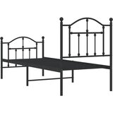  Metalni okvir kreveta uzglavlje i podnožje crni 75x190 cm | shoptok.hr