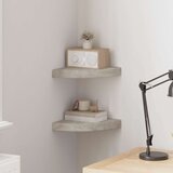  Kutne zidne police 2 kom siva boja betona 25 x 25 x 3,8 cm MDF | shoptok.hr