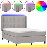 Box spring postelja z vzmetnico LED sv. siva 140x200 cm blago, (20937303) | Shoptok.si
