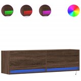 Maison Chic Stenska TV omarica - TV stojalo - Televizijska omarica z LED lučkami rjavi hrast 140x31x38 cm, (21699514) Cene