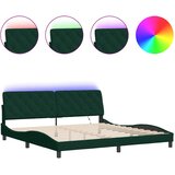  Okvir kreveta s LED-om bez madraca tamnozeleni 200x200 cm baršunasti | shoptok.hr